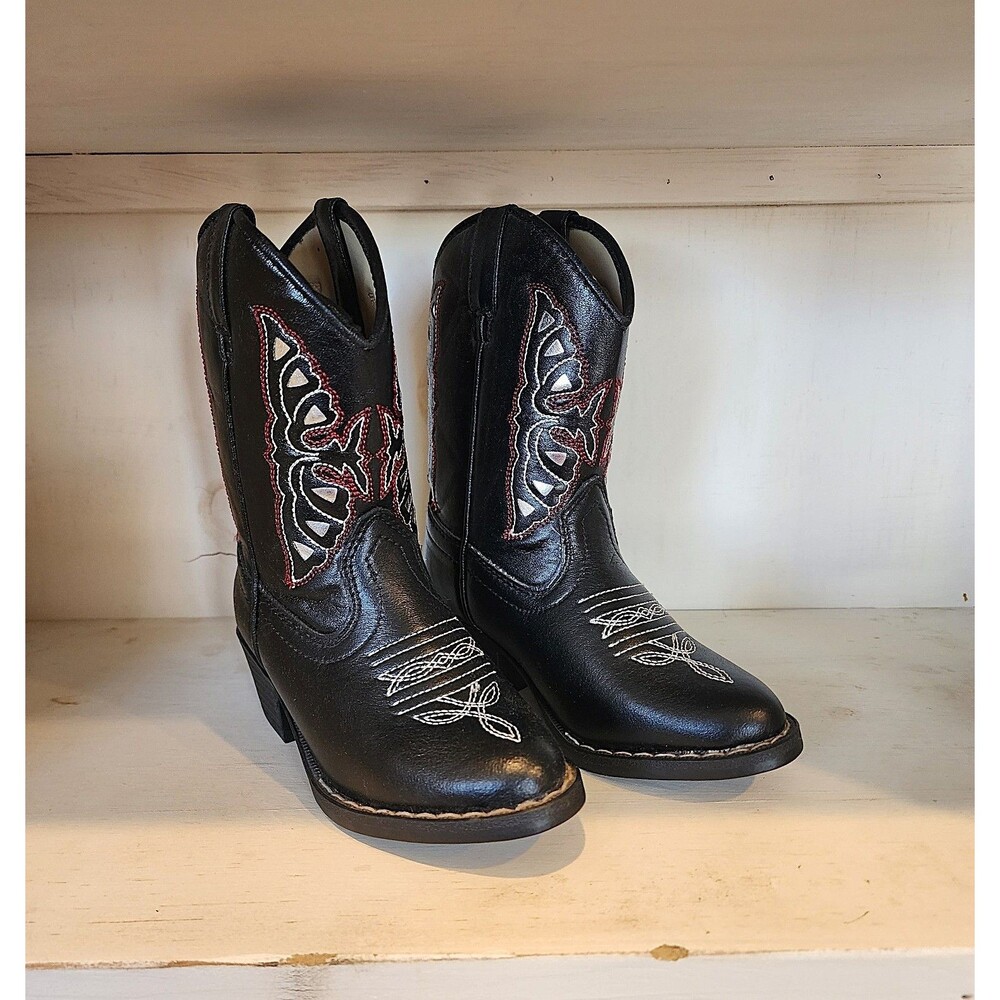 'Smart Step' Kids Boots - Black Leather w/ Red Stitching - Never Worn - Picture 2 of 13